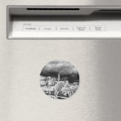 ノートルダム、パリ4 b&w マグネット (インサイチュ (食洗機))