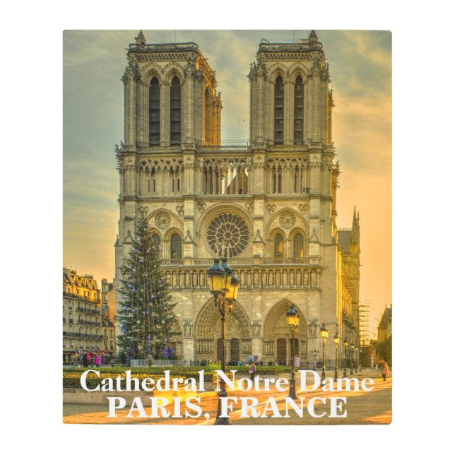 ノートル威厳のあるダムパリフランス大聖堂 メタルプリント (正面)