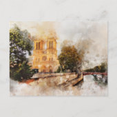 ノートル芸術的ダム大聖堂パリの水彩画 ポストカード (正面)