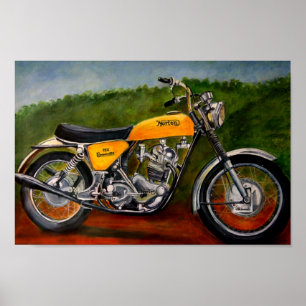 ノートンコマンドモーターバイクイエロ絵画ーズ ポスター