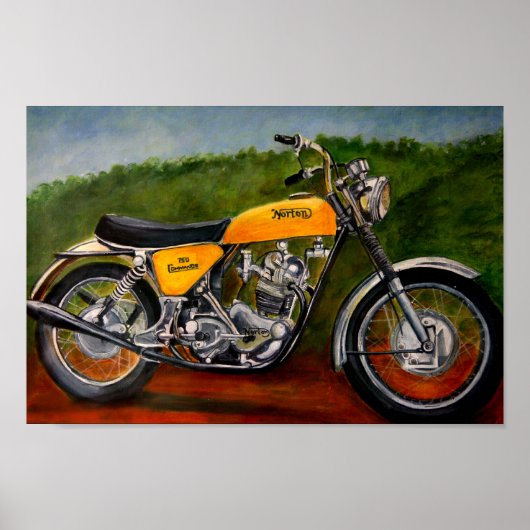 ノートンコマンドモーターバイクイエロ絵画ーズ ポスター (正面)