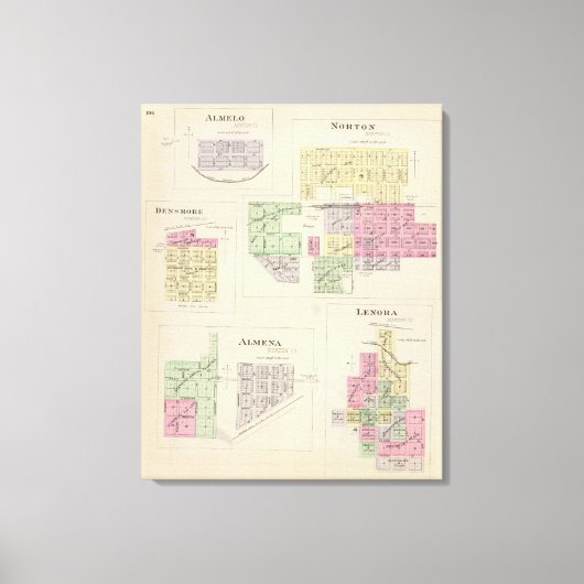 ノートン、レノラ、アルメナ、デンソア、アルメロ、カンザス キャンバスプリント (正面)