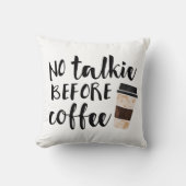 ノートーキーウィーコーヒーキュート引用文 クッション (正面)