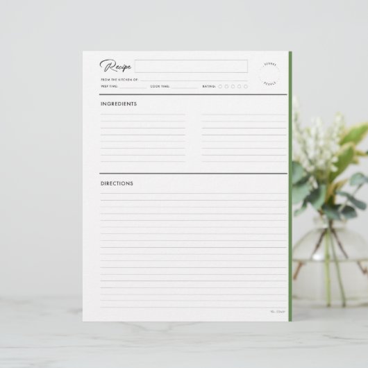 ノート付きレシピModernGreen文字書式 (スタンド正面)