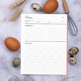 ノート付き線レシピモダンピンク文字書式