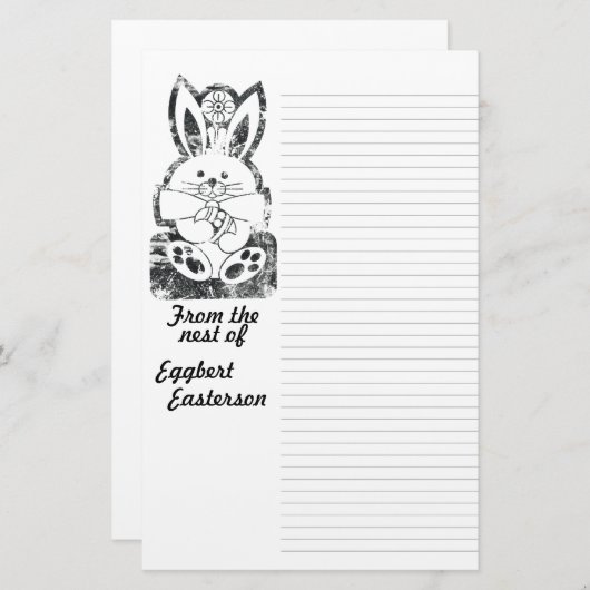 ノート型文房具イースターバニーグランジが並ぶ 便箋 (正面/裏面)