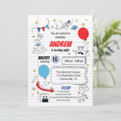 ノート用紙の誕生日パーティー招待状 招待状 (スタンド正面)