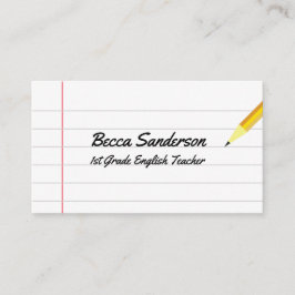 ノート紙と黄鉛筆学校先生 名刺