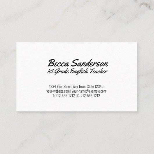 ノート紙と黄鉛筆学校先生 名刺 (裏面)