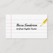 ノート紙と黄鉛筆学校先生 名刺 (正面)