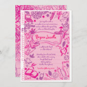 ノート紙に落書きこうもりバルミツワー招待状 招待状 (正面/裏面)