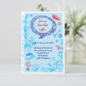 ノート紙の落書きこうもりバルミツワーパーティーカード 招待状 (スタンド正面)