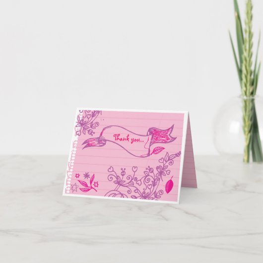 ノート紙の落書き折り畳みサンキューカード サンキューカード (正面)