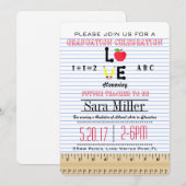 ノート紙先生卒業招待状 招待状 (正面/裏面)