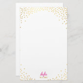 ノート紙魅惑的な素朴な金ゴールドフォイル紙吹雪 便箋 (正面/裏面)