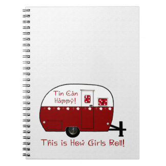 ノート|のヴィンテージの赤いキャンピングカーは|それを個人化します! ノートブック