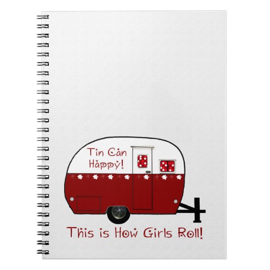 ノート|のヴィンテージの赤いキャンピングカーは|それを個人化します! ノートブック (正面)