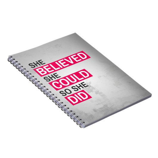 ノート: 彼女は彼女をできました信じました従って彼女はしました ノートブック (右側)