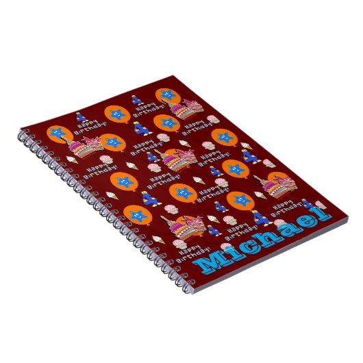 ノート, #4ハッピー4th誕生日ノート濃赤色 ノートブック (右側)