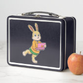 ノートPCで秘書としてのバニー メタルランチボックス (インサイチュ)