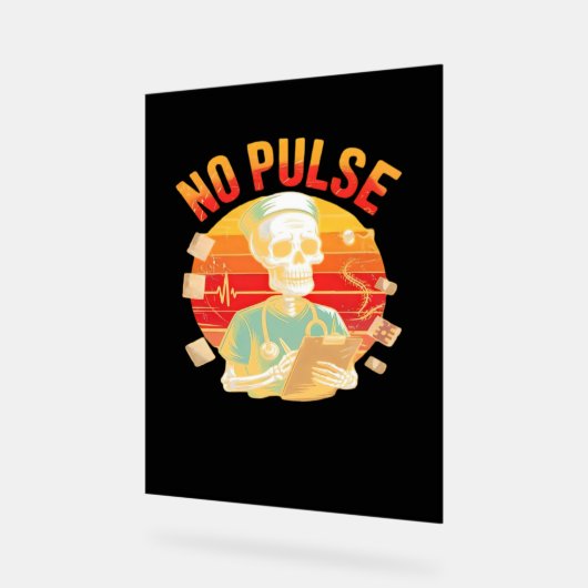 ノーパルススケルトンナースおもしろいメディカルハロウィーンPa アクリルサイン (傾斜)