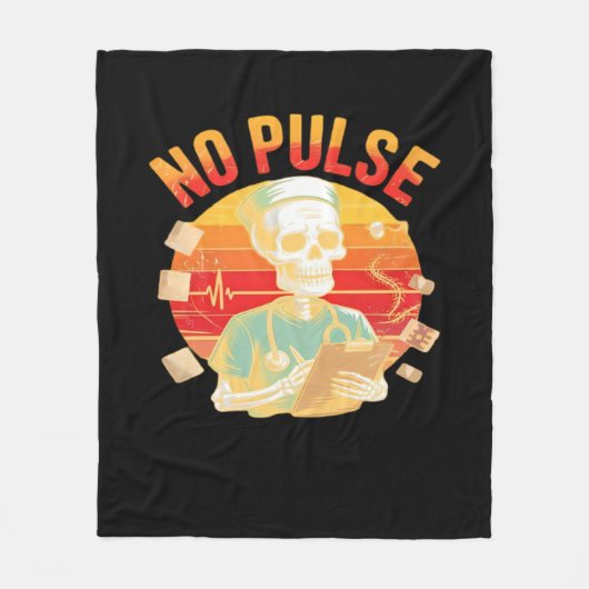 ノーパルススケルトンナースおもしろいメディカルハロウィーンPa フリースブランケット (正面)