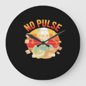 ノーパルススケルトンナースおもしろいメディカルハロウィーンPa ラージ壁時計 (正面)