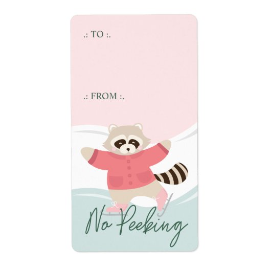 ノーピーキングウッドランドラクーンアイススケートで滑るから ラベル (正面)