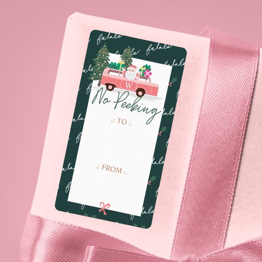 ノーピーキングサンタのコミン'町ピンクレトロバン ラベル