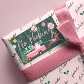 ノーピーキングピンクのクリスマスヴァンサンタ&トナカイ 長方形シール