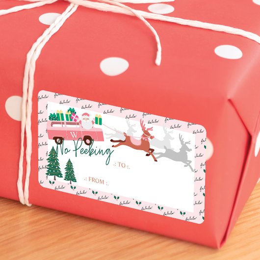 ノーピーキングピンクレトロバン&トナカイ ラベル