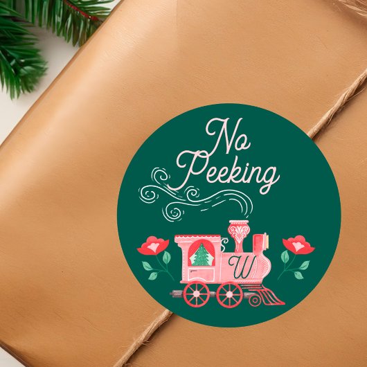 ノーピーキングピンクヴィンテージトレインモノグラムグリーン ラウンドシール