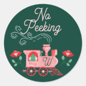 ノーピーキングピンクヴィンテージトレインモノグラムグリーン ラウンドシール (正面)