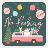 ノーピーキングヴィンテージピンククリスマスヴァンサンタ スクエアシール (正面)