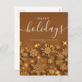 ノーフォトハッピーホリデークリスマスグリッター雪金ゴールド シーズンポストカード (正面/裏面)