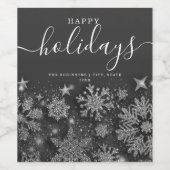 ノーフォトホリデークリスマスグリッタースノーシルバー ワインラベル (シングルラベル)