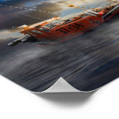 ノーフォークの海に古い救命艇 ポスター (角)