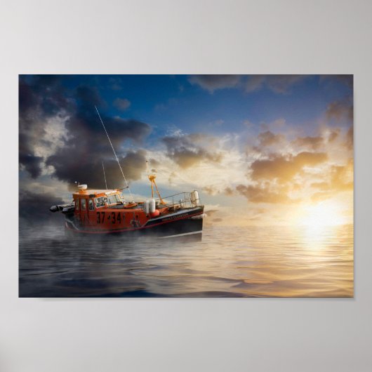 ノーフォークの海に古い救命艇 ポスター (正面)