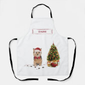 ノーフォークテリアおもしろいー・クリスマスドッグと木 エプロン (正面)