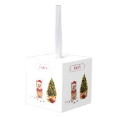 ノーフォークテリアおもしろいー・クリスマスドッグと木 キューブオーナメント (裏面アングル)