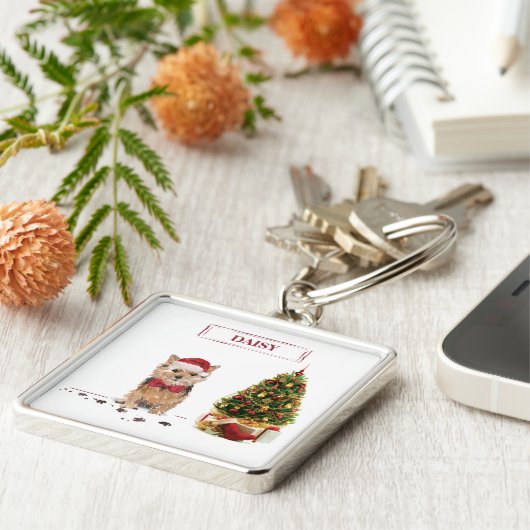 ノーフォークテリアおもしろいー・クリスマスドッグと木 キーホルダー (側面)