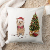 ノーフォークテリアおもしろいー・クリスマスドッグと木 クッション (ブランケット)