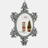 ノーフォークテリアおもしろいー・クリスマスドッグと木 スノーフレークピューターオーナメント (左)