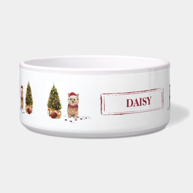 ノーフォークテリアおもしろいー・クリスマスドッグと木 ボウル (左)