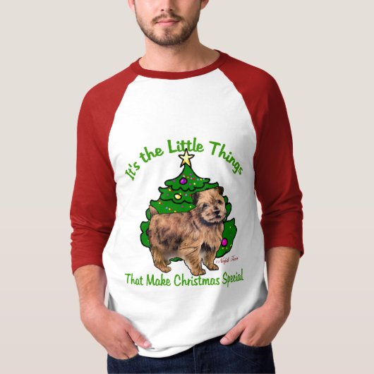ノーフォークテリアのクリスマスプレゼント Tシャツ (正面)