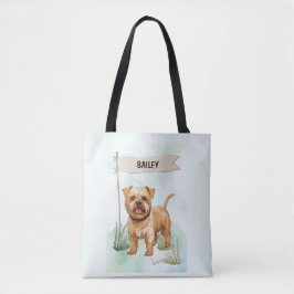 ノーフォークテリアの水彩画のオーダーメイド犬グッズ トートバッグ