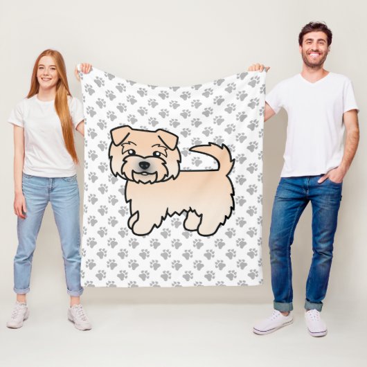 ノーフォークテリアの漫画犬と足 フリースブランケット (インサイチュ)