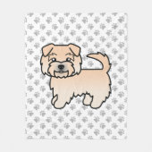 ノーフォークテリアの漫画犬と足 フリースブランケット (正面)