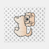 ノーフォークテリアの漫画犬と足 フリースブランケット (正面(横))