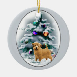 ノーフォークテリアクリスマスギフトオーナメント セラミックオーナメント